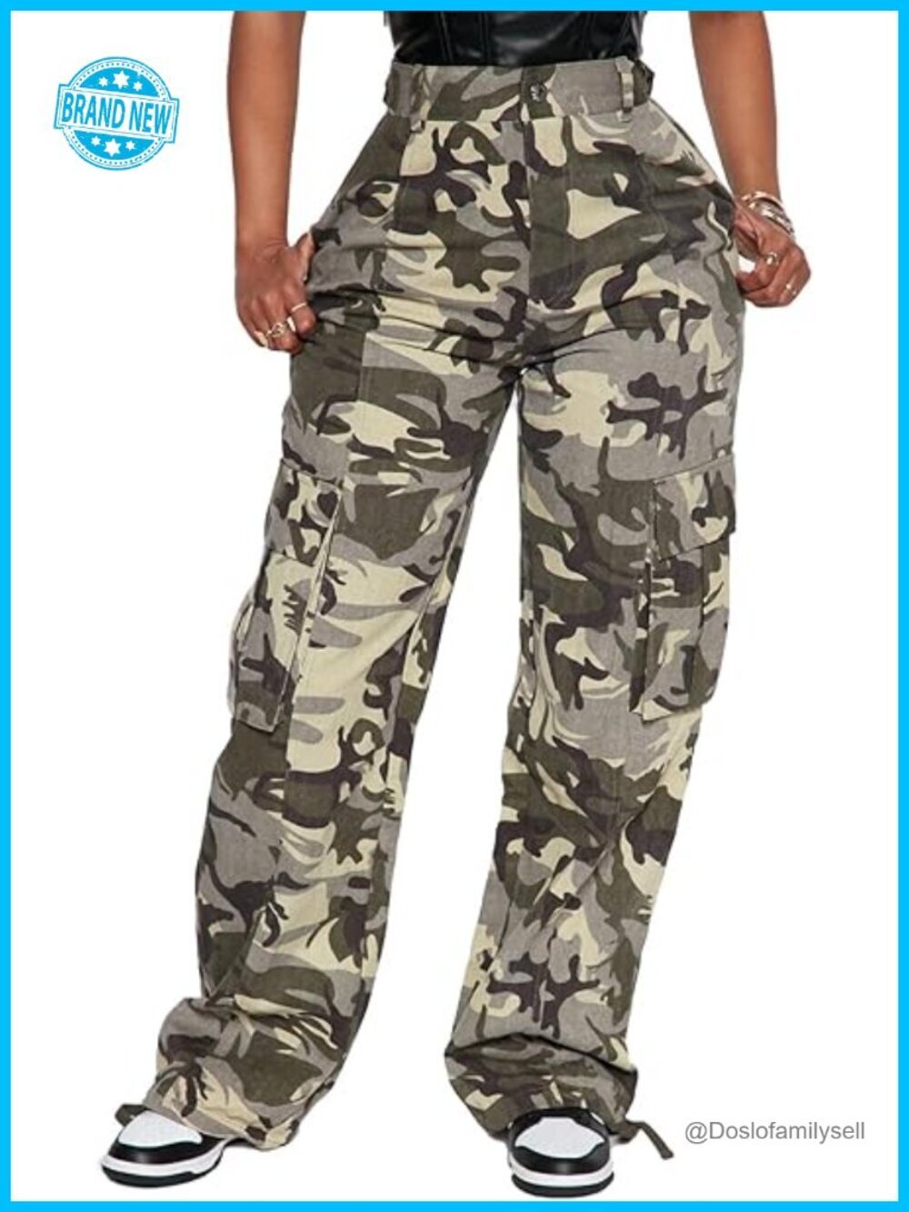 High Waist Cargo Pants with Pockets